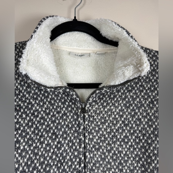 LL Bean Diamond Jacquard Fleece Lined Anorak Jacket Sz S - Picture 3 of 14